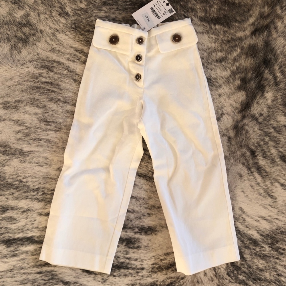 Zara Girl’s White Sailor Pants NWT, 6